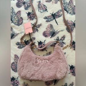Juicy Couture Blush Faux Fur Bag with Gold Chain